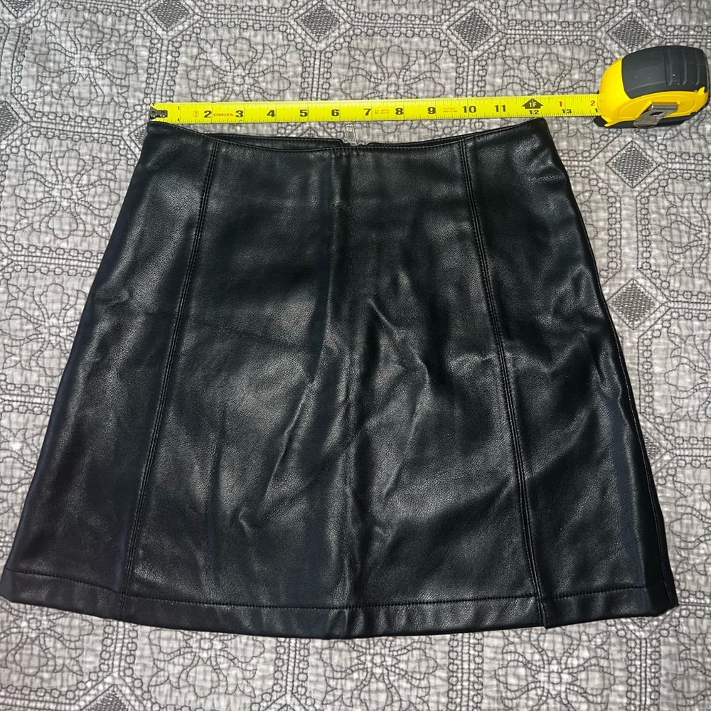 black pleather F21 mini skirt